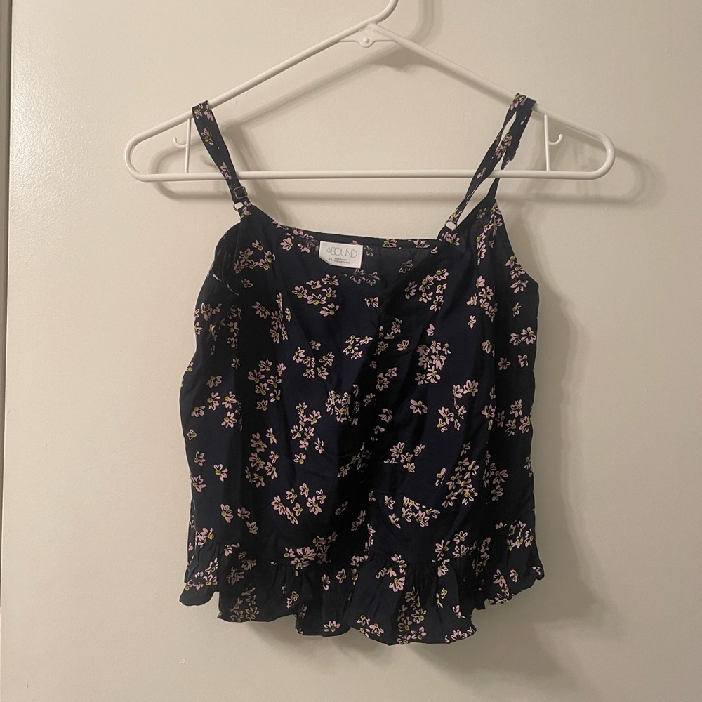 Navy Floral Tank Top